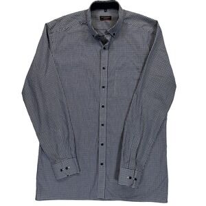 Eterna Modern Fit Dress Shirt Mens 42 16.5 Blue White Gingham Check Button Down